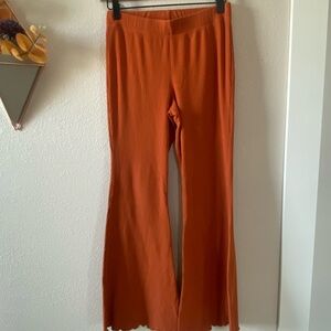 Wild Fable Burnt Orange Ribbed Flare Pants